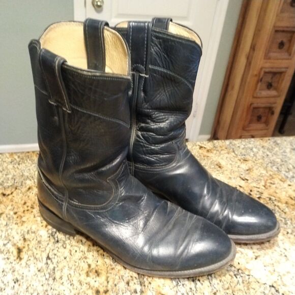 Justin 3024 Roper Boots - Mens - Size 9 EE - Blue Western Leather - Picture 4 of 12